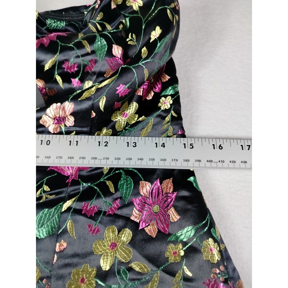Lulus Midi Dress Women Medium Make a Move Black Satin Floral Jacquard Strapless - Picture 9 of 10